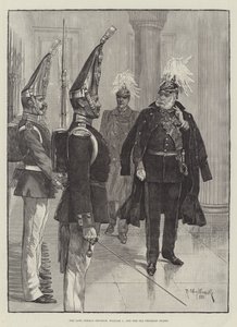 Zmarły cesarz niemiecki Wilhelm I i stara gwardia pruska